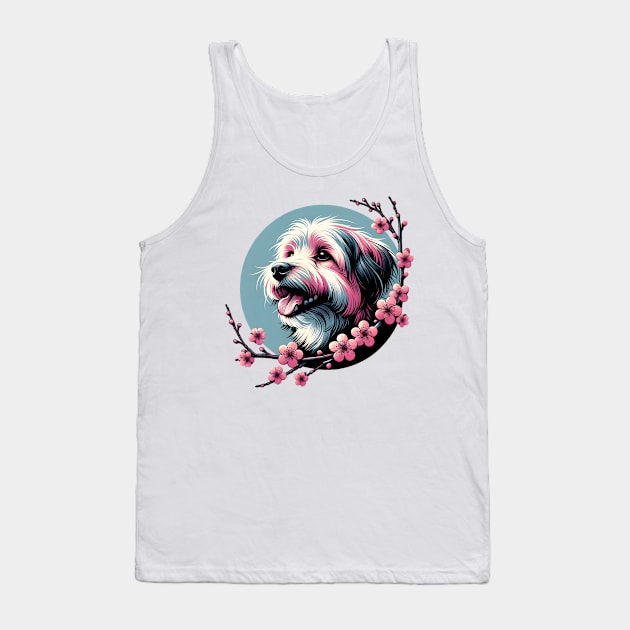 Joyful Lowchen Amidst Spring Cherry Blossoms Tank Top by ArtRUs